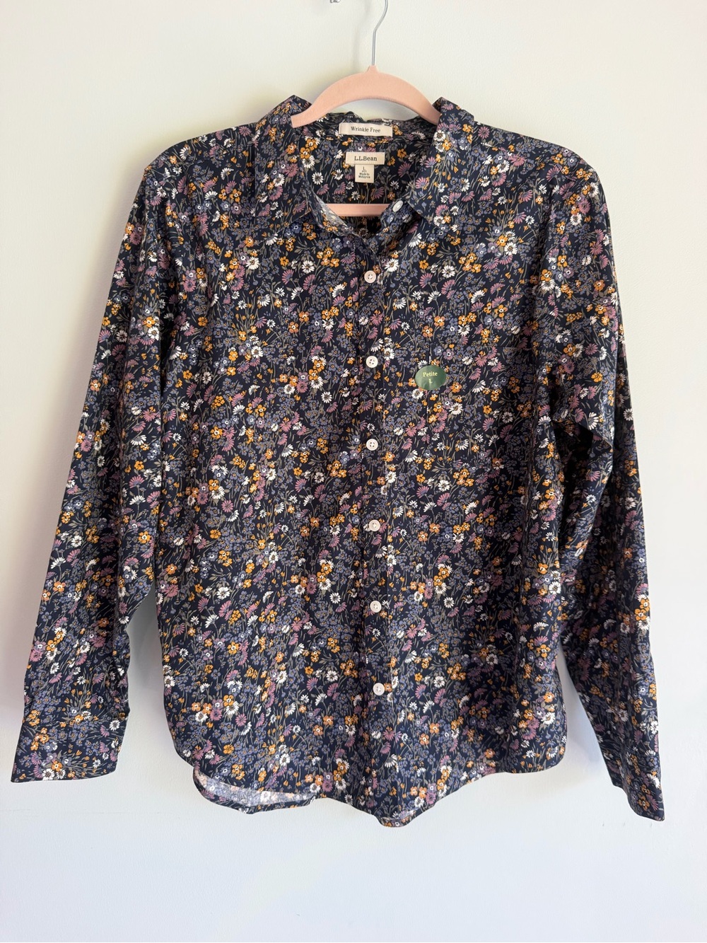 L.L. Bean Women's Floral Button-Up Shirt. Long sleeve size Large petite
